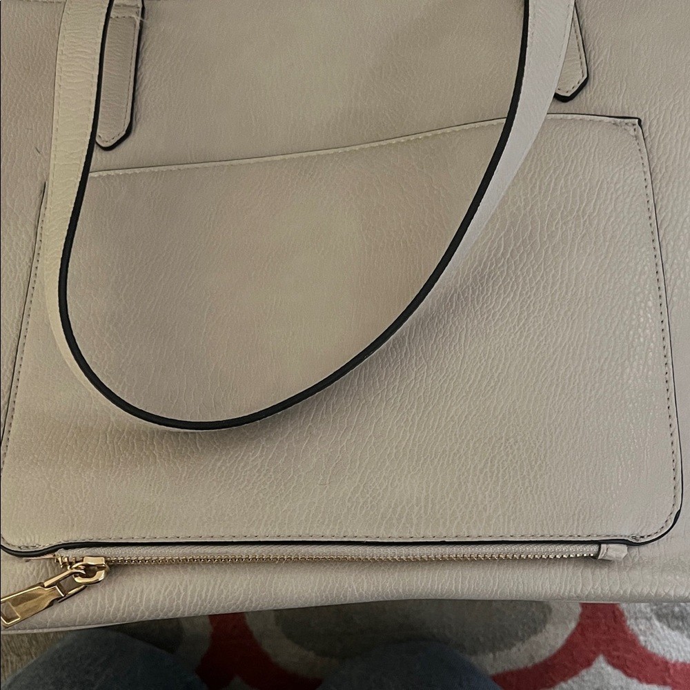 Poppy & Peonies Light Gray-beige work Tote - Picture 3 of 5